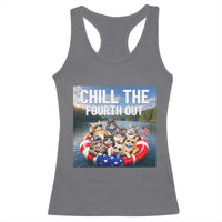 Funny Americana Cat Squad Racerback Tank Top Chill The Fourth Out