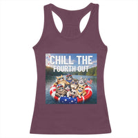 Funny Americana Cat Squad Racerback Tank Top Chill The Fourth Out