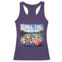 Funny Americana Cat Squad Racerback Tank Top Chill The Fourth Out