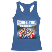 Funny Americana Cat Squad Racerback Tank Top Chill The Fourth Out