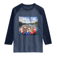 Funny Americana Cat Squad Raglan Shirt Chill The Fourth Out