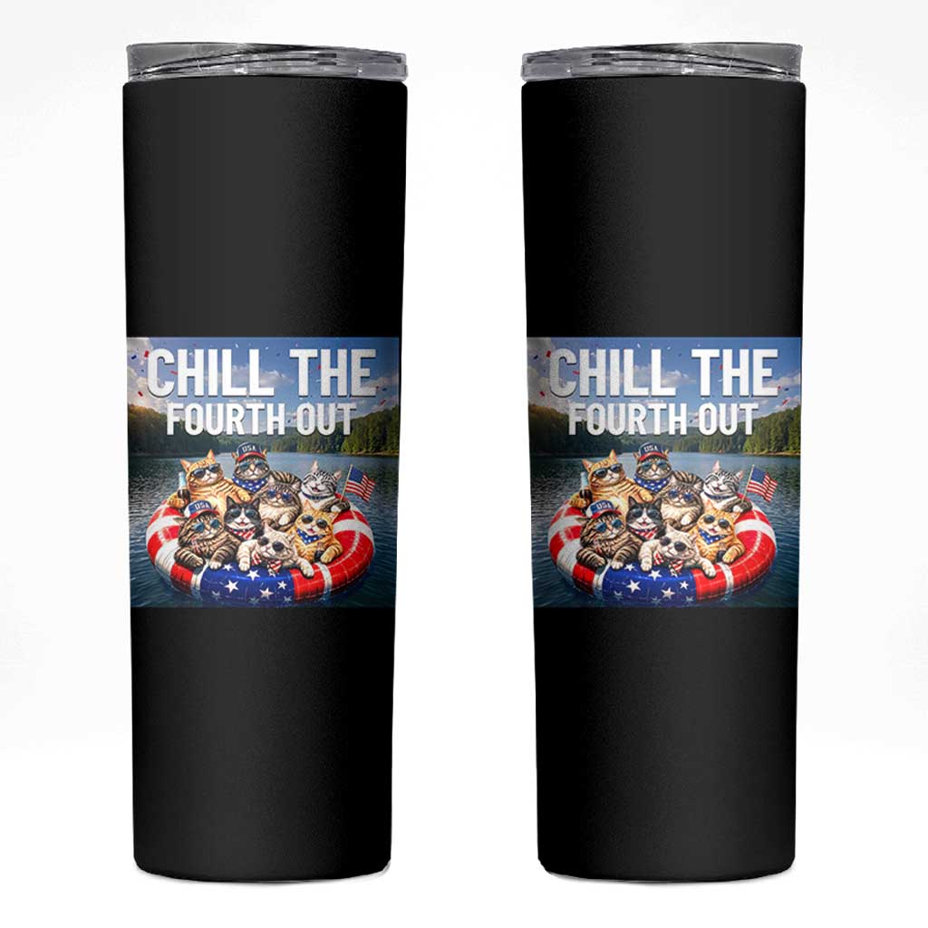 Funny Americana Cat Squad Skinny Tumbler Chill The Fourth Out