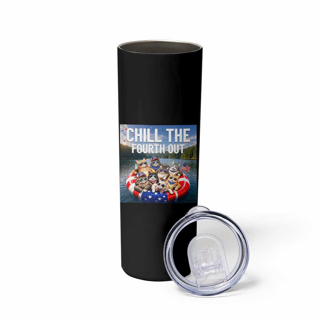 Funny Americana Cat Squad Skinny Tumbler Chill The Fourth Out
