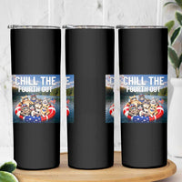 Funny Americana Cat Squad Skinny Tumbler Chill The Fourth Out