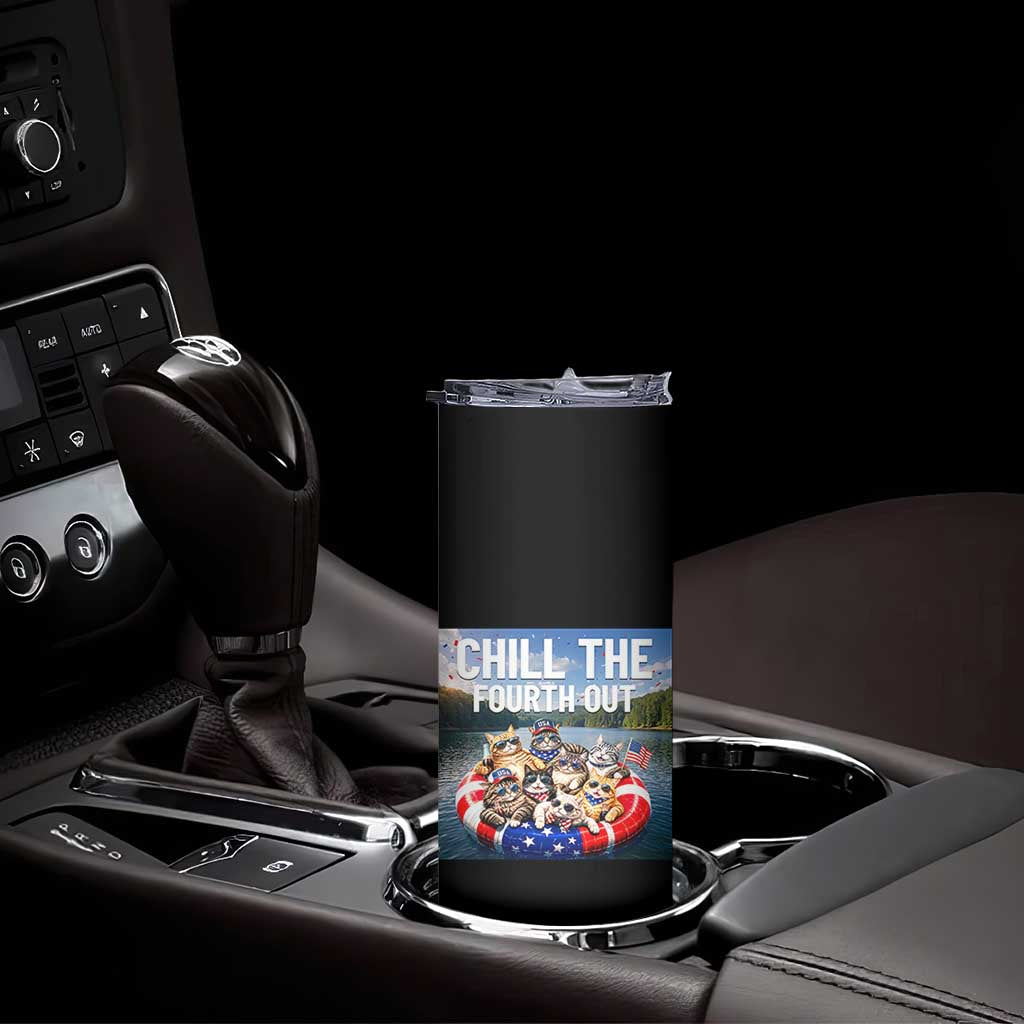 Funny Americana Cat Squad Skinny Tumbler Chill The Fourth Out