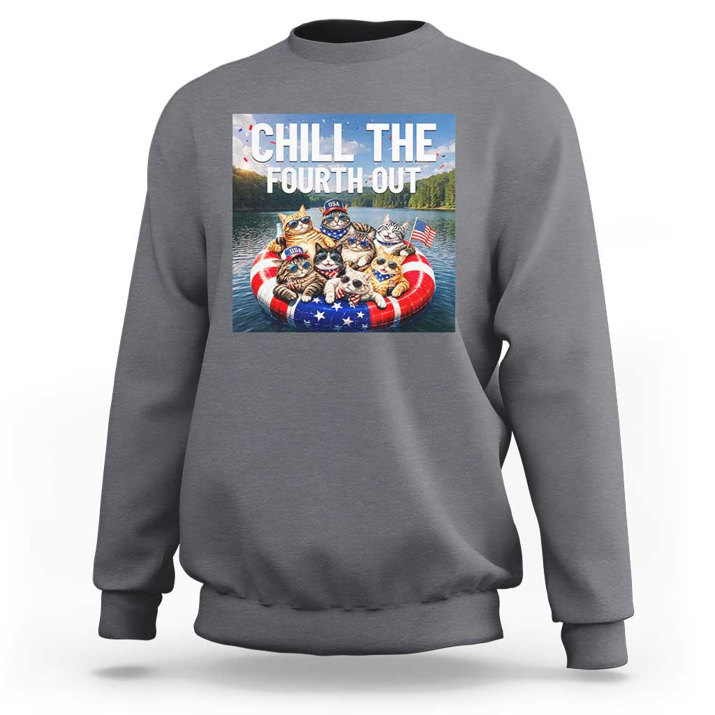 Funny Americana Cat Squad Sweatshirt Chill The Fourth Out