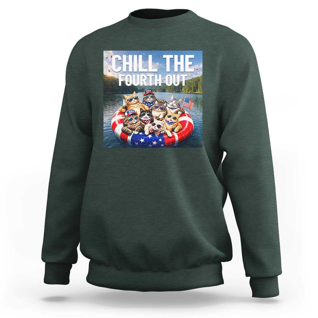 Funny Americana Cat Squad Sweatshirt Chill The Fourth Out