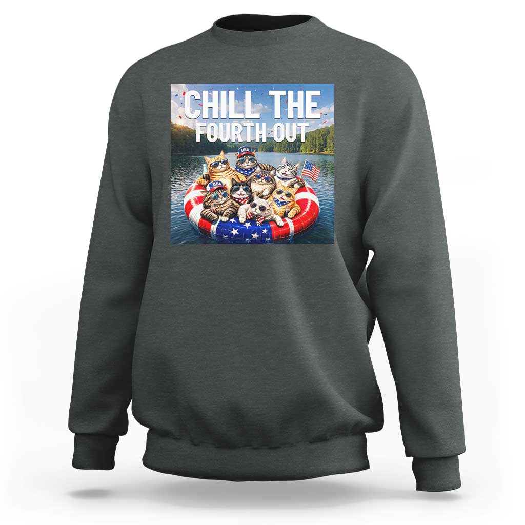 Funny Americana Cat Squad Sweatshirt Chill The Fourth Out