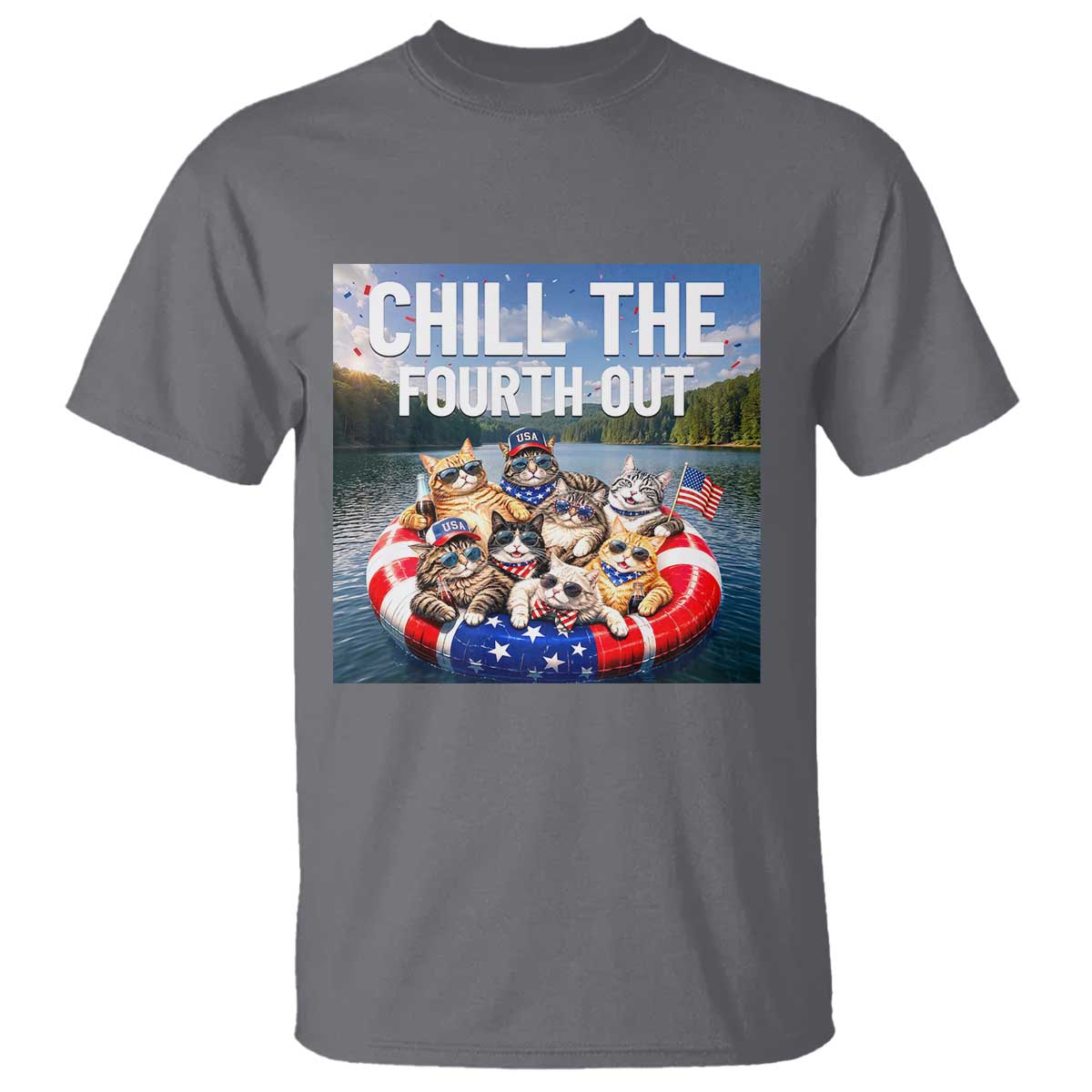 Funny Americana Cat Squad T Shirt Chill The Fourth Out