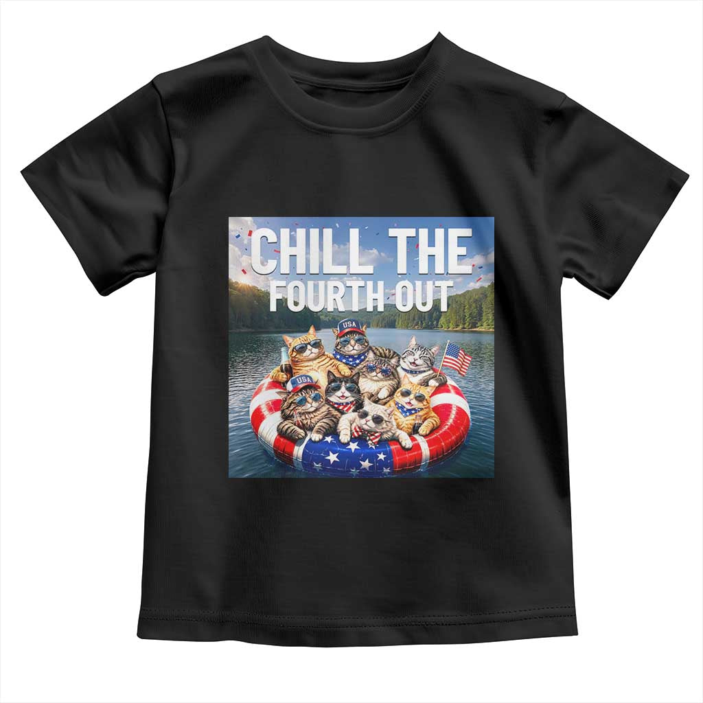 Funny Americana Cat Squad Toddler T Shirt Chill The Fourth Out