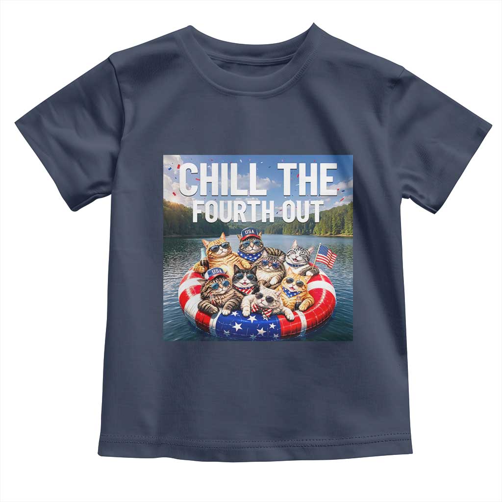 Funny Americana Cat Squad Toddler T Shirt Chill The Fourth Out