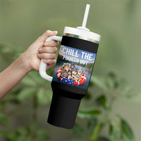 Funny Americana Cat Squad Tumbler With Handle Chill The Fourth Out