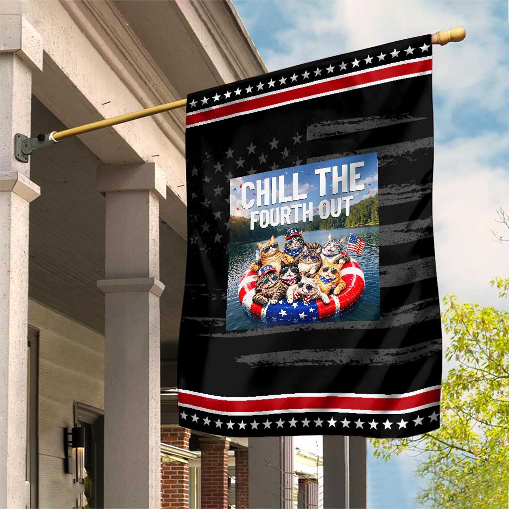 Funny Americana Cat Squad Patriotic Garden Flag Chill The Fourth Out