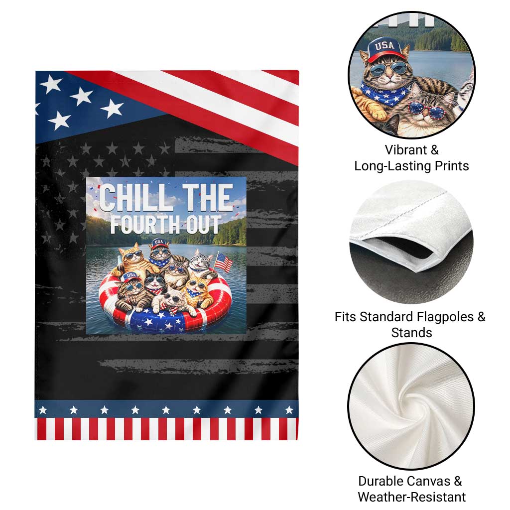 Funny Americana Cat Squad Patriotic Garden Flag Chill The Fourth Out