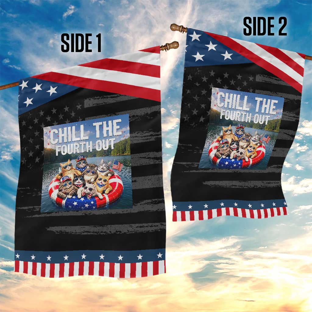 Funny Americana Cat Squad Patriotic Garden Flag Chill The Fourth Out