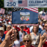 Funny Americana Cat Squad Patriotic Handheld Flag Chill The Fourth Out