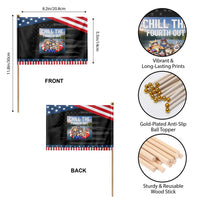 Funny Americana Cat Squad Patriotic Handheld Flag Chill The Fourth Out
