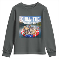 Funny Americana Cat Squad Youth Sweatshirt Chill The Fourth Out
