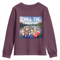 Funny Americana Cat Squad Youth Sweatshirt Chill The Fourth Out
