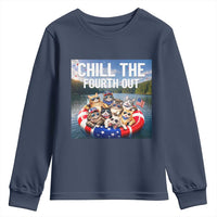 Funny Americana Cat Squad Youth Sweatshirt Chill The Fourth Out
