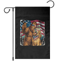 Funny Patriotic Bigfoot Golden Retriever Selfie Squad Garden Flag