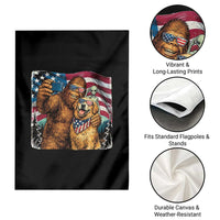 Funny Patriotic Bigfoot Golden Retriever Selfie Squad Garden Flag