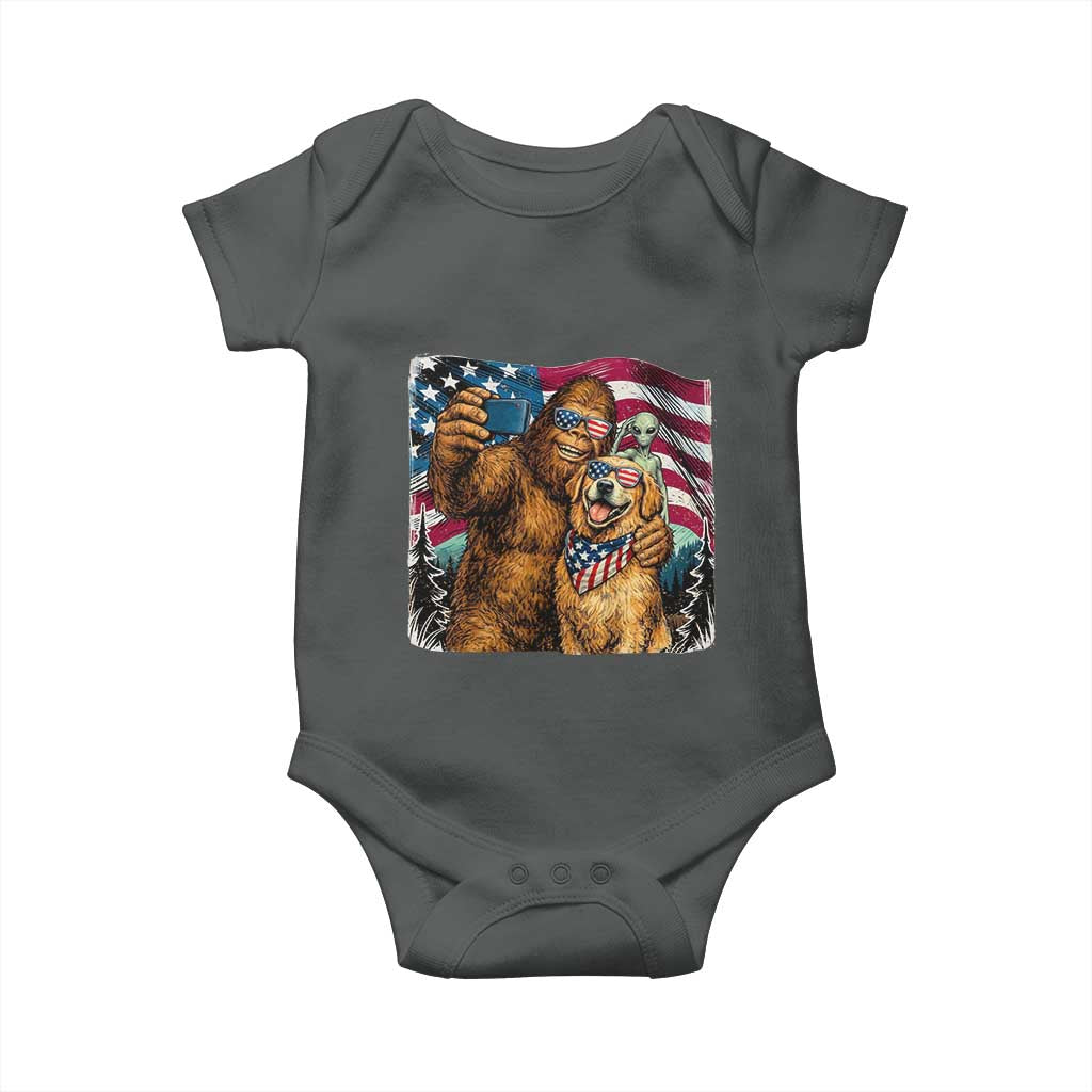 Funny Patriotic Bigfoot Golden Retriever Selfie Squad Baby Onesie