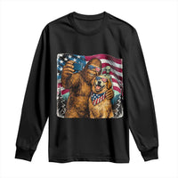 Funny Patriotic Bigfoot Golden Retriever Selfie Squad Long Sleeve Shirt