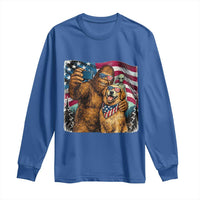 Funny Patriotic Bigfoot Golden Retriever Selfie Squad Long Sleeve Shirt