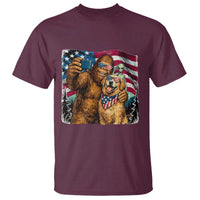 Funny Patriotic Bigfoot Golden Retriever Selfie Squad T Shirt