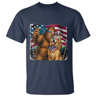 Funny Patriotic Bigfoot Golden Retriever Selfie Squad T Shirt