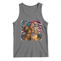 Funny Patriotic Bigfoot Golden Retriever Selfie Squad Tank Top