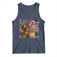 Funny Patriotic Bigfoot Golden Retriever Selfie Squad Tank Top