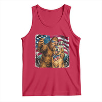 Funny Patriotic Bigfoot Golden Retriever Selfie Squad Tank Top