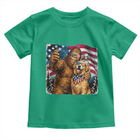 Funny Patriotic Bigfoot Golden Retriever Selfie Squad Toddler T Shirt