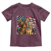Funny Patriotic Bigfoot Golden Retriever Selfie Squad Toddler T Shirt