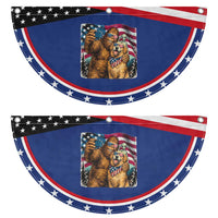 Funny Bigfoot Golden Retriever Selfie Squad Patriotic Fan Flag