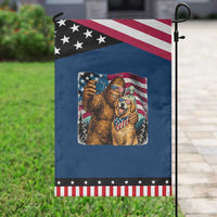 Funny Patriotic Bigfoot Golden Retriever Selfie Squad Patriotic Garden Flag
