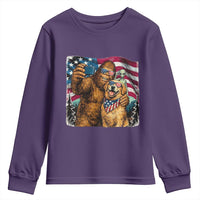 Funny Patriotic Bigfoot Golden Retriever Selfie Squad Youth Sweatshirt