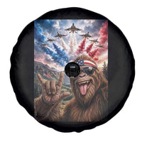Patriotic Bigfoot 4th Of July Selfie Spare Tire Cover Funny USA Freedom Jet Fighter Graphic