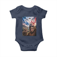 Patriotic Bigfoot 4th Of July Selfie Baby Onesie Funny USA Freedom Jet Fighter Graphic