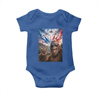 Patriotic Bigfoot 4th Of July Selfie Baby Onesie Funny USA Freedom Jet Fighter Graphic