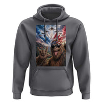 Patriotic Bigfoot 4th Of July Selfie Hoodie Funny USA Freedom Jet Fighter Graphic