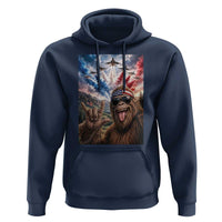 Patriotic Bigfoot 4th Of July Selfie Hoodie Funny USA Freedom Jet Fighter Graphic