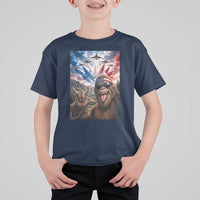 Patriotic Bigfoot 4th Of July Selfie T Shirt For Kid Funny USA Freedom Jet Fighter Graphic