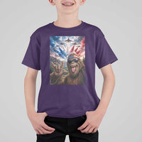 Patriotic Bigfoot 4th Of July Selfie T Shirt For Kid Funny USA Freedom Jet Fighter Graphic