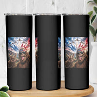 Patriotic Bigfoot 4th Of July Selfie Skinny Tumbler Funny USA Freedom Jet Fighter Graphic