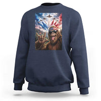 Patriotic Bigfoot 4th Of July Selfie Sweatshirt Funny USA Freedom Jet Fighter Graphic