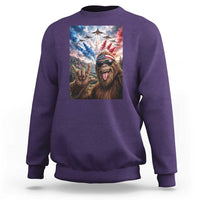 Patriotic Bigfoot 4th Of July Selfie Sweatshirt Funny USA Freedom Jet Fighter Graphic
