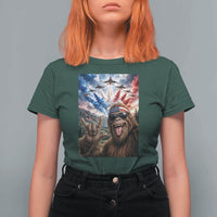 Patriotic Bigfoot 4th Of July Selfie T Shirt For Women Funny USA Freedom Jet Fighter Graphic